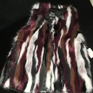 Multicolor fur vest